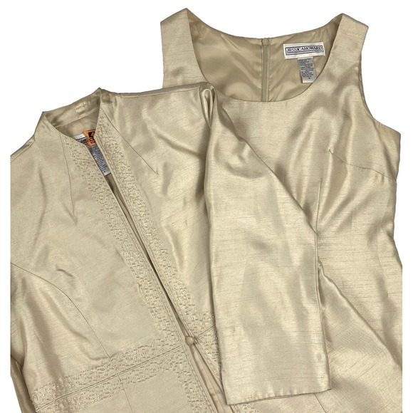 Jessica Howard Women 2 Piece Suit‎ Jacket Maxi Dress Champaign Gold Ivory Size 8 - Picture 1 of 13